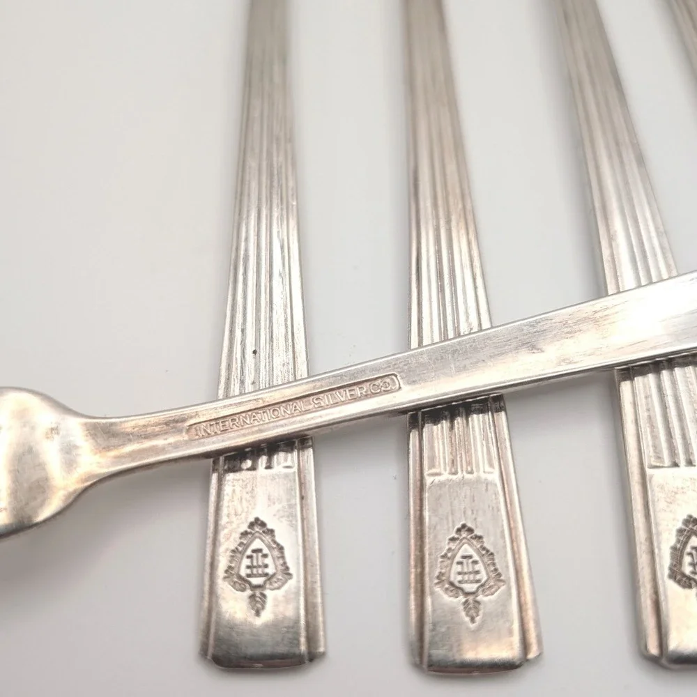 Vintage Hilton Hotel Cocktail Forks Set of 5 IS Co. Silverplate 5.75
